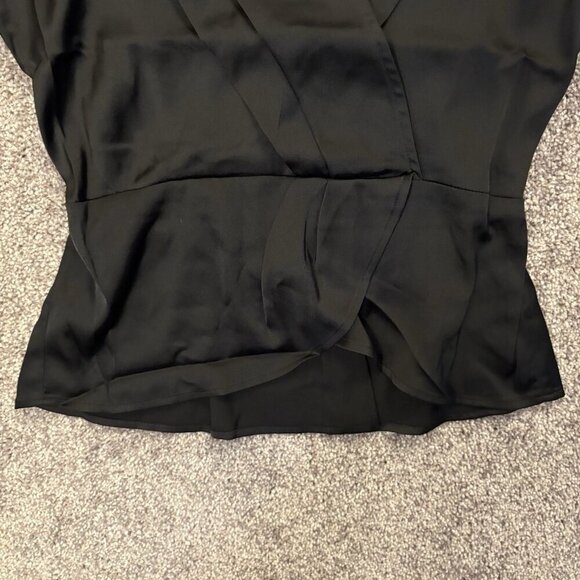 Express Women's Satin Draped Top Size XS Black Long Sleeves Faux Wrap NWT $58 - Picture 10 of 16